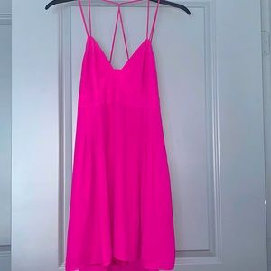 Express Double Spaghetti Strap Fuchsia Pink Mini Dress